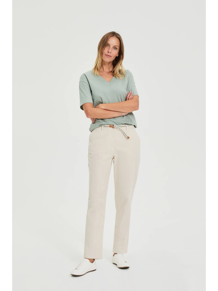 Moodo Bežaste bombažne hlače Moodo