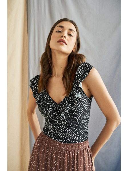 Moodo Enodelne kopalke z okrasnim izrezom črne Moodo