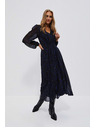 Moodo Črne midi obleke z potiskom in napihnjeni rokavi Moodo