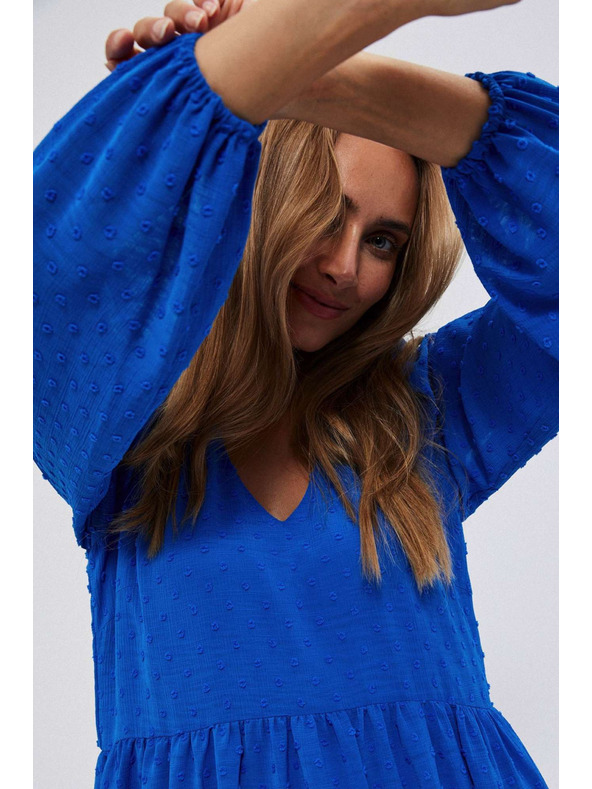 Moodo Modre obleke z napihnjeni rokavi Moodo