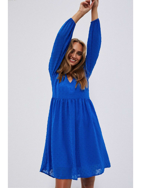 Moodo Modre obleke z napihnjeni rokavi Moodo