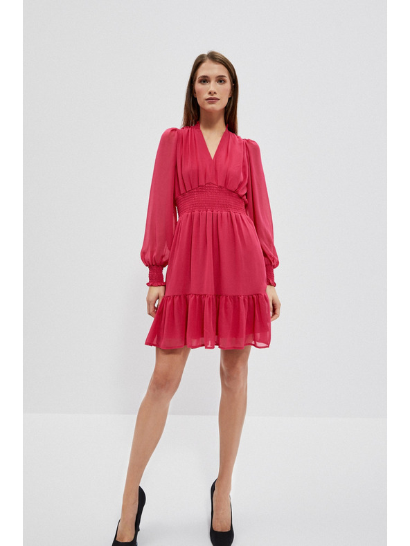 Moodo Obleke z volančkom in napihnjeni rokavi Moodo