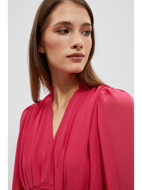 Moodo Obleke z volančkom in napihnjeni rokavi Moodo