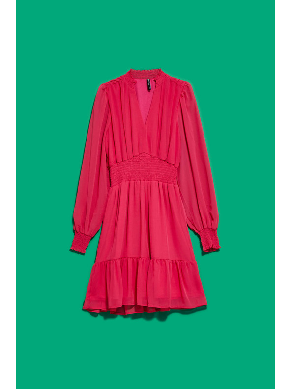 Moodo Obleke z volančkom in napihnjeni rokavi Moodo