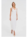 Moodo Bele midi obleke z volani na izrezu Moodo