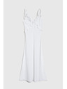 Moodo Bele midi obleke z volani na izrezu Moodo