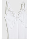 Moodo Bele midi obleke z volani na izrezu Moodo