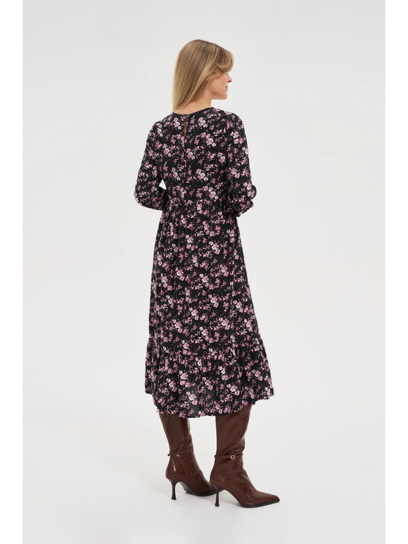 Moodo Črne midi obleke s cvetlicami Moodo