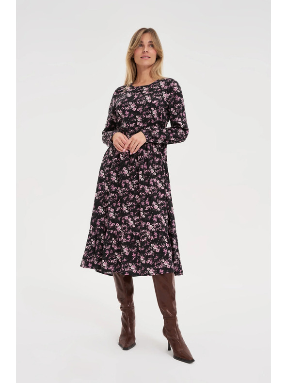 Moodo Črne midi obleke s cvetlicami Moodo