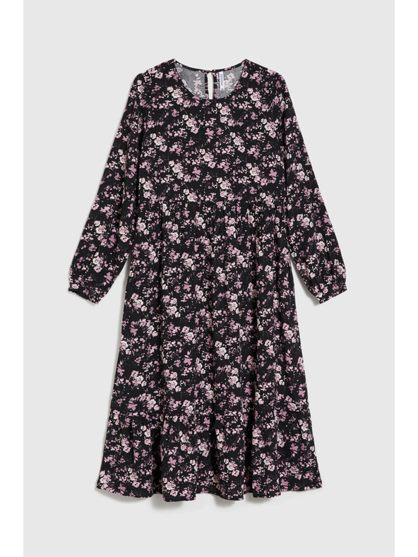 Moodo Črne midi obleke s cvetlicami Moodo