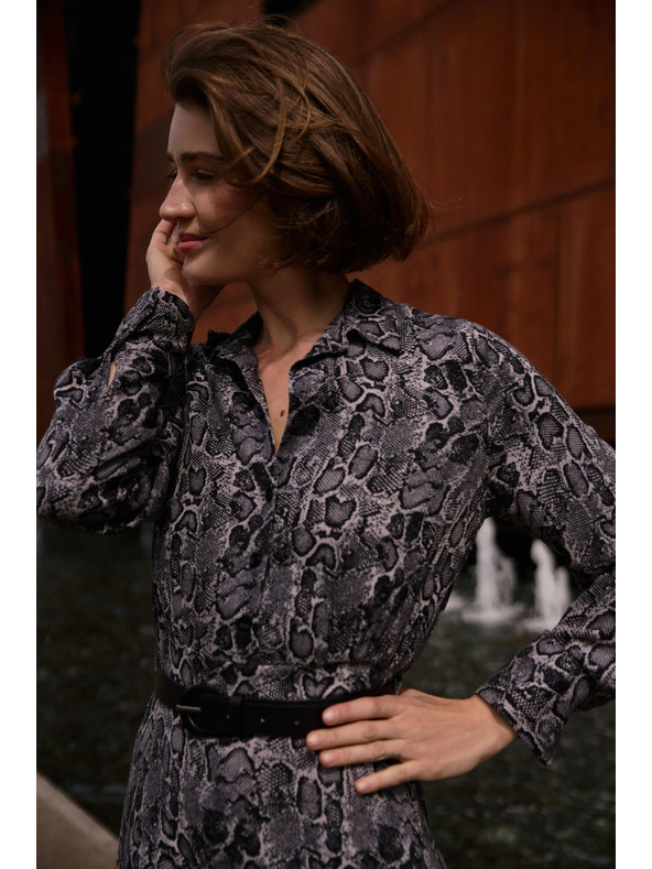 Moodo Sive viskozne obleke z pasom Moodo