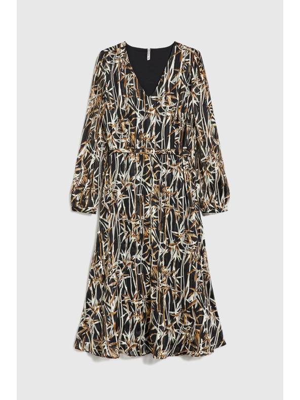 Moodo Črne obleke z rastlinskim vzorcem in pasom Moodo