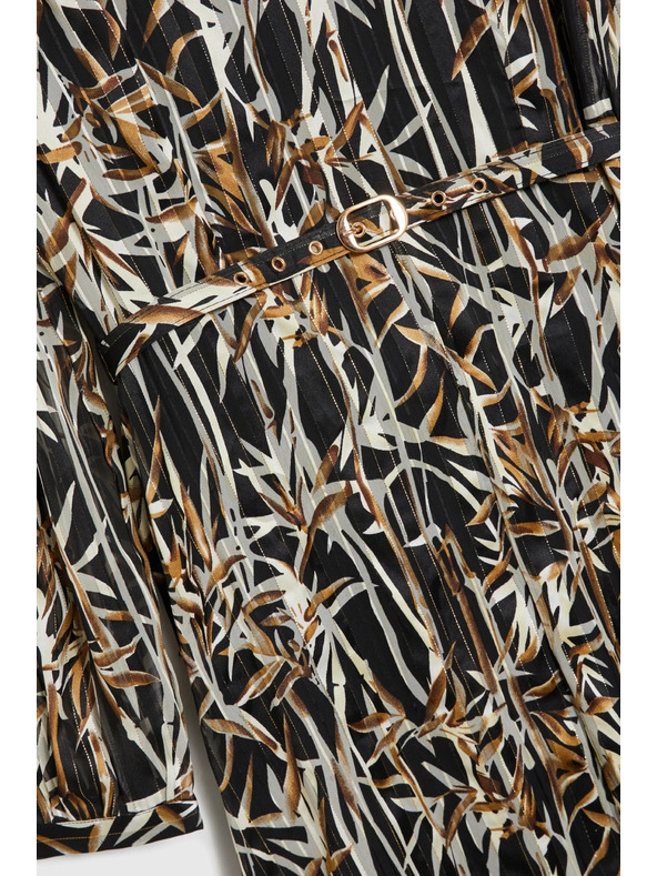 Moodo Črne obleke z rastlinskim vzorcem in pasom Moodo