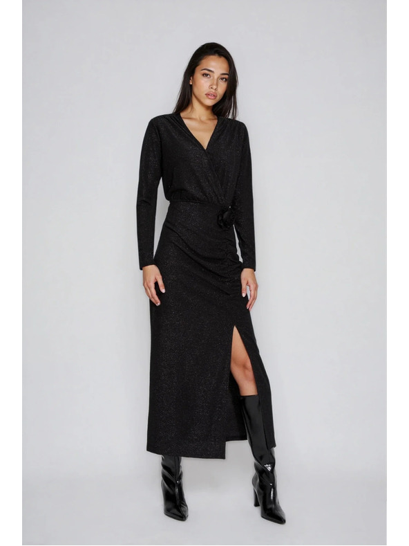 Moodo Črne maxi obleke z razporkom Moodo
