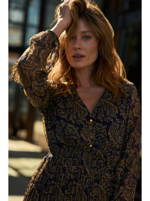 Moodo Vzorčaste obleke temno modre Moodo