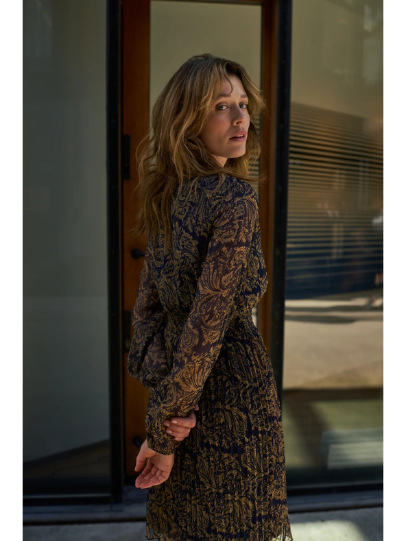 Moodo Vzorčaste obleke temno modre Moodo