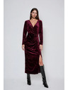 Moodo Vinsko rdeče žametne midi obleke Moodo