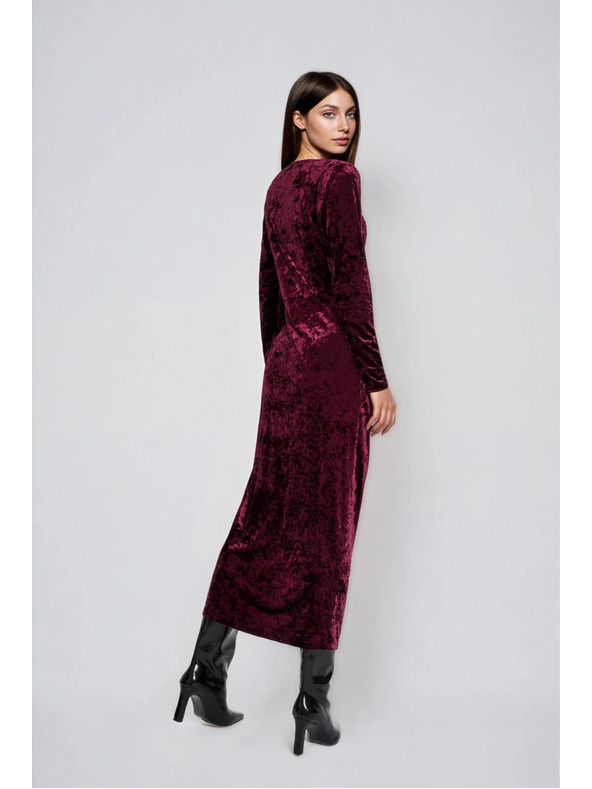 Moodo Vinsko rdeče žametne midi obleke Moodo