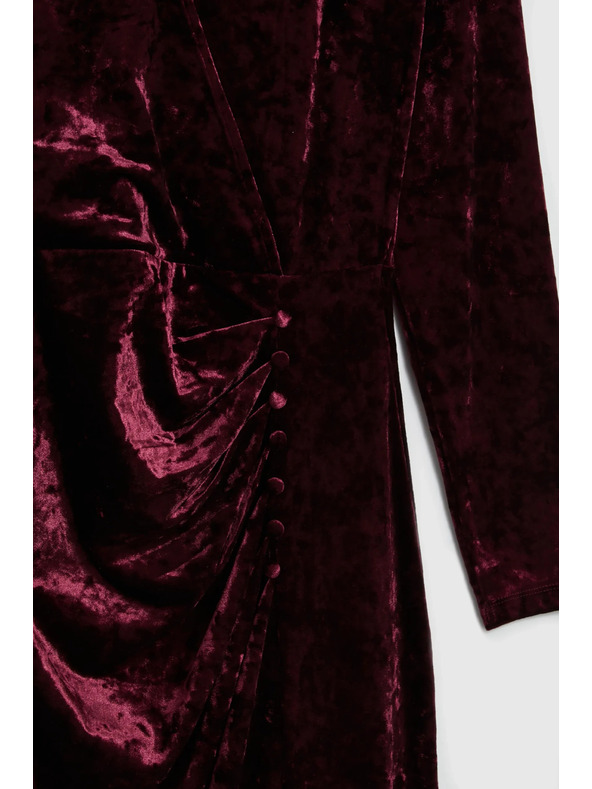 Moodo Vinsko rdeče žametne midi obleke Moodo