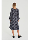 Moodo Temno modre midi obleke s cvetjem Moodo