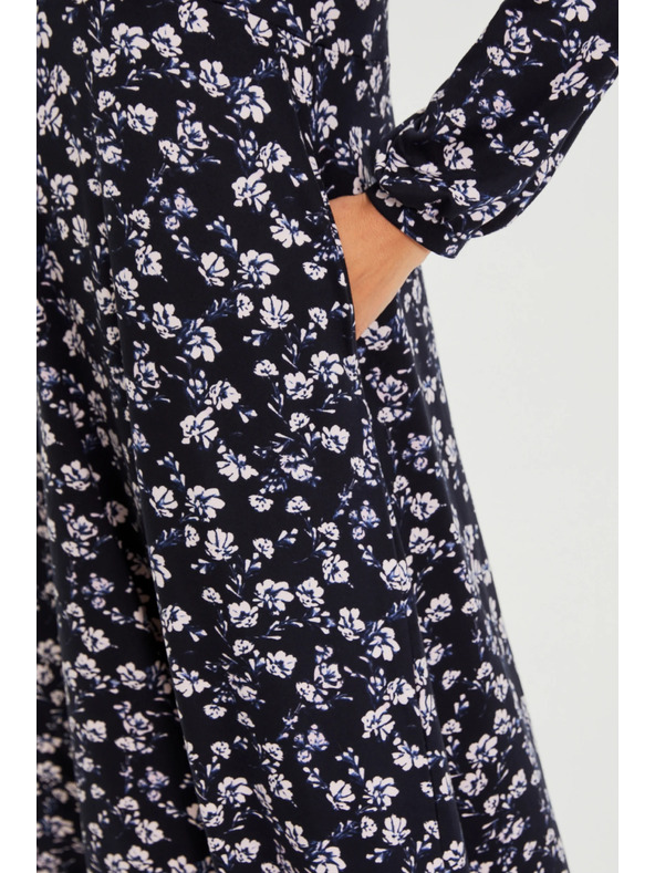 Moodo Temno modre midi obleke s cvetjem Moodo