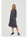 Moodo Temno modre midi obleke s cvetjem Moodo