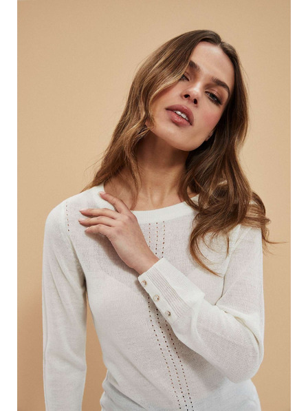 Moodo Bisernat pulover z openwork okrasjem Moodo