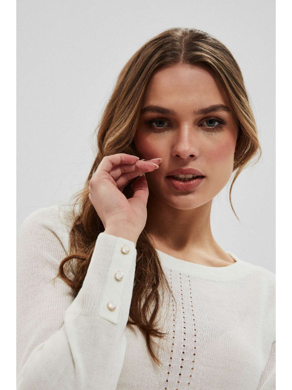 Moodo Bisernat pulover z openwork okrasjem Moodo