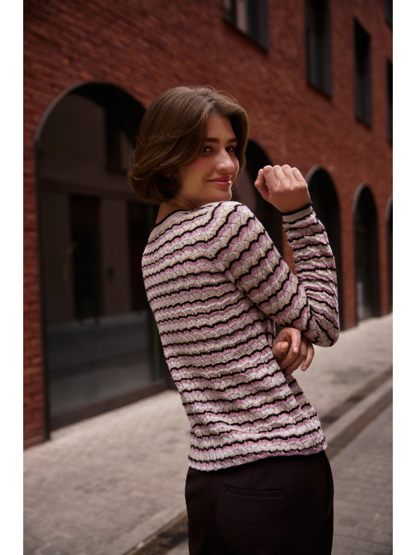 Moodo Bež pulover s črtami Moodo