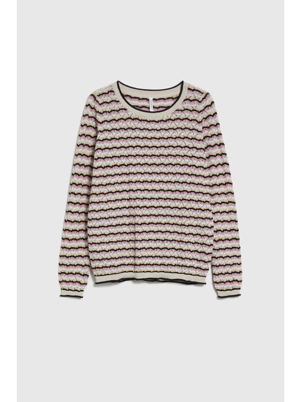 Moodo Bež pulover s črtami Moodo