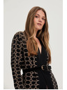 Moodo Črn kardigan z geometrijskim vzorcem Moodo