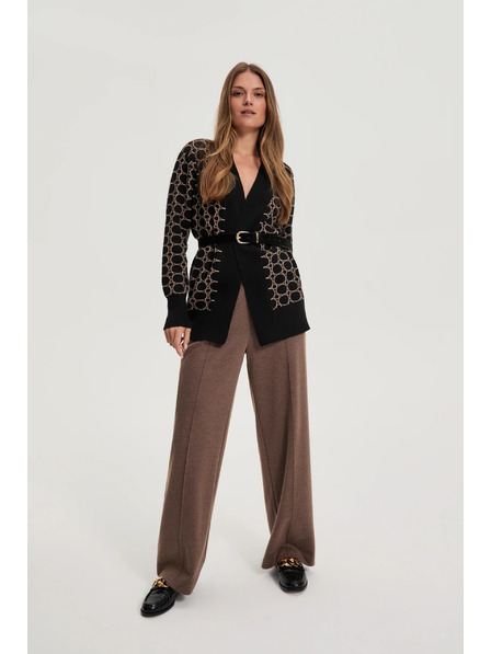 Moodo Črn kardigan z geometrijskim vzorcem Moodo