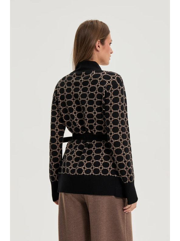 Moodo Črn kardigan z geometrijskim vzorcem Moodo