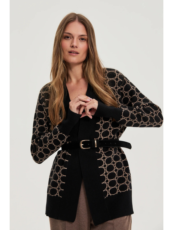 Moodo Črn kardigan z geometrijskim vzorcem Moodo