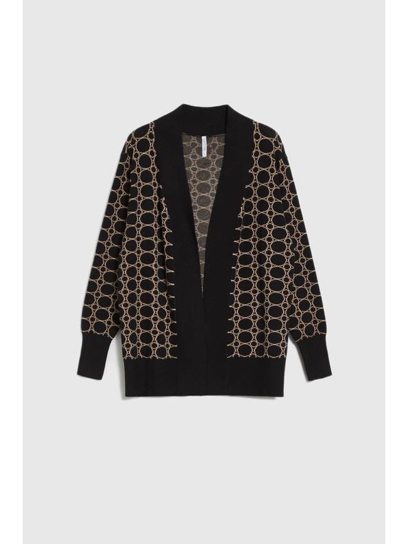 Moodo Črn kardigan z geometrijskim vzorcem Moodo