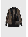 Moodo Črn kardigan z geometrijskim vzorcem Moodo