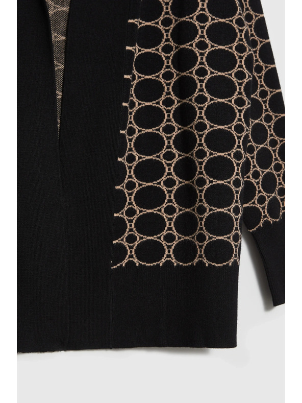 Moodo Črn kardigan z geometrijskim vzorcem Moodo