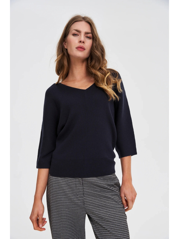 Moodo Pulover s 3/4 rokavi temno moder Moodo