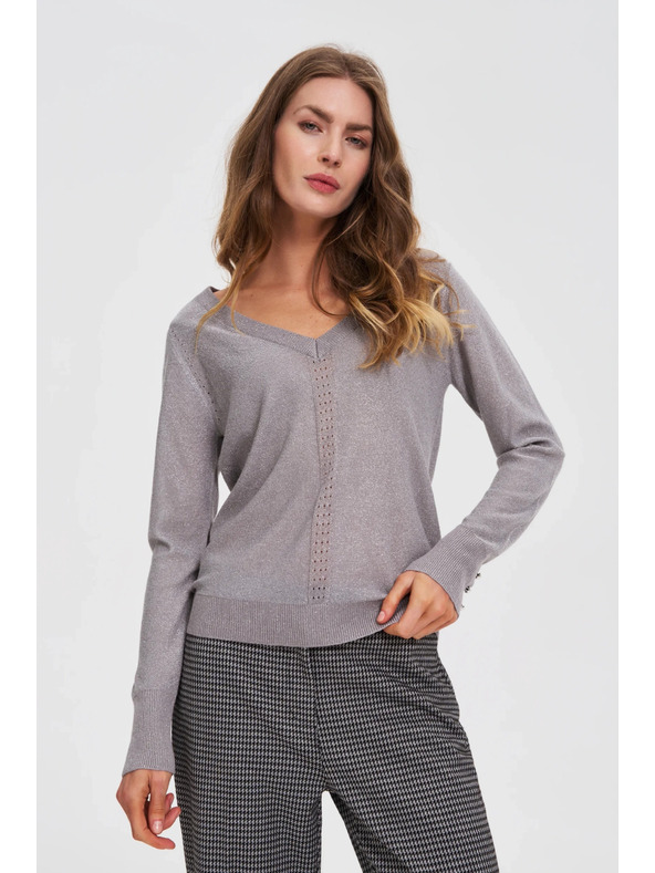 Moodo Siv pulover z metalnim vlaknom Moodo