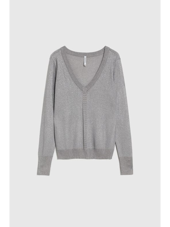 Moodo Siv pulover z metalnim vlaknom Moodo