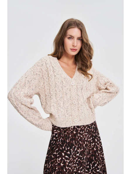 Moodo Bež kardigan z okrasnim pletenjem Moodo