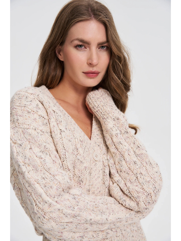 Moodo Bež kardigan z okrasnim pletenjem Moodo