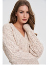 Moodo Bež kardigan z okrasnim pletenjem Moodo