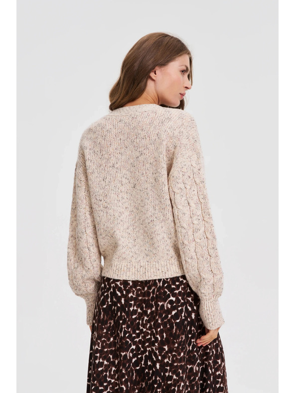 Moodo Bež kardigan z okrasnim pletenjem Moodo