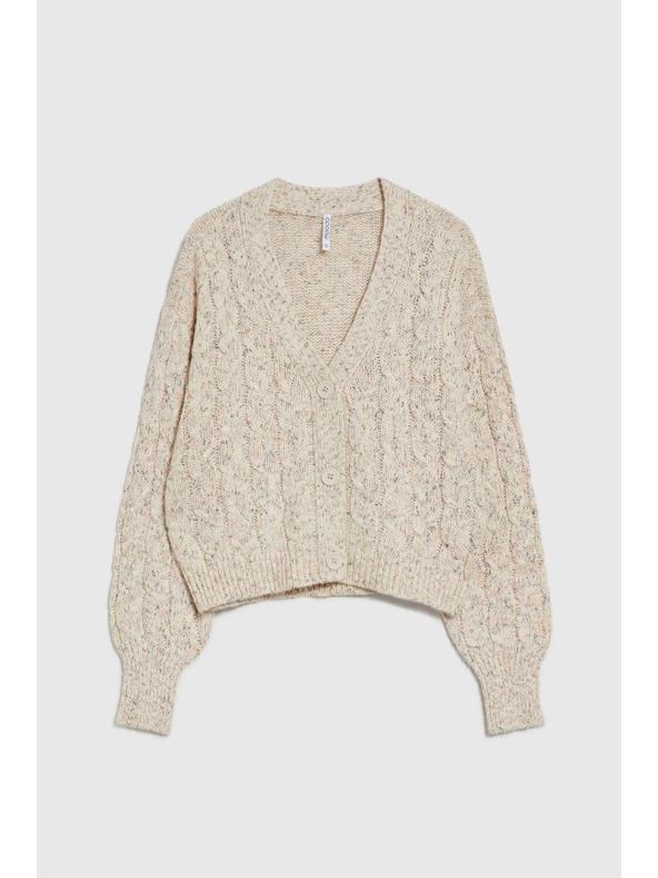 Moodo Bež kardigan z okrasnim pletenjem Moodo