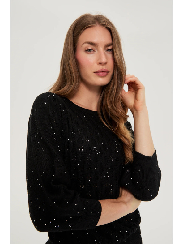 Moodo Pulover s fliterji črn Moodo