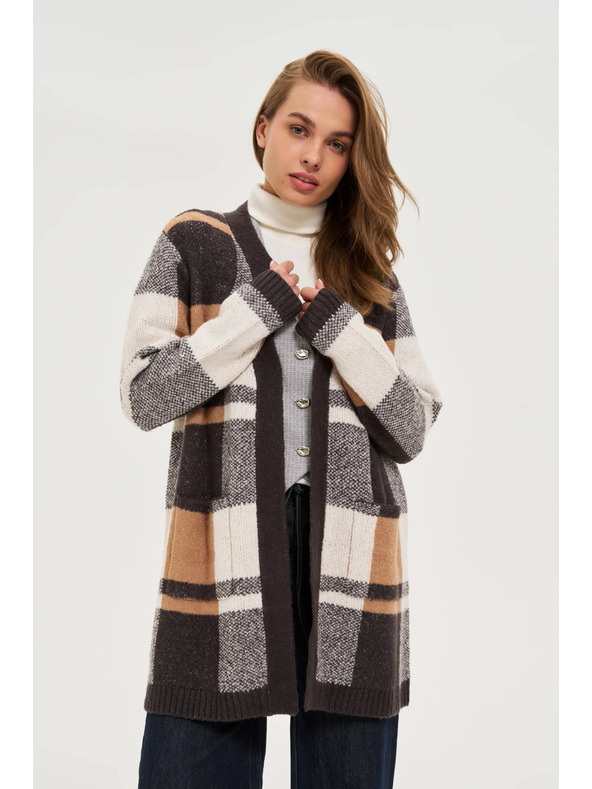 Moodo Bež kariran kardigan Moodo