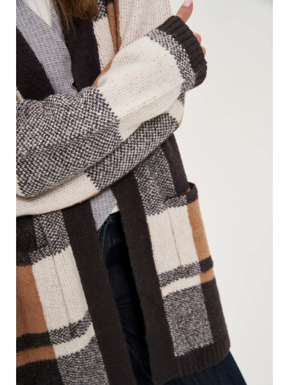 Moodo Bež kariran kardigan Moodo