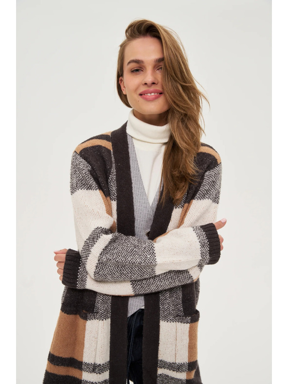 Moodo Bež kariran kardigan Moodo