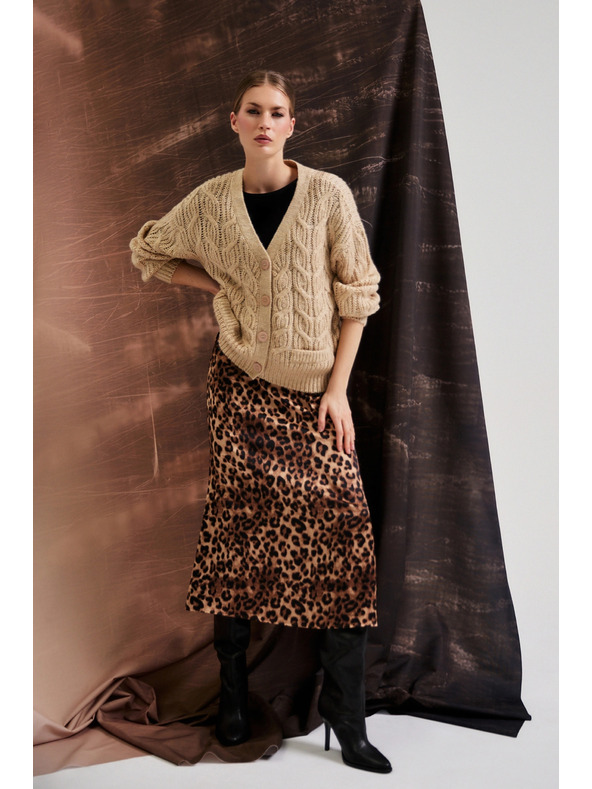 Moodo Bež kardigan z V-izrezom Moodo